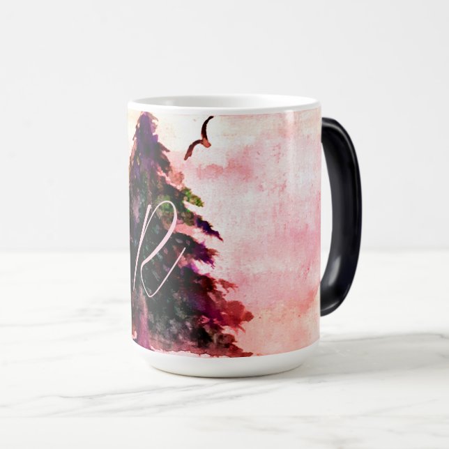 Nature Breeze Earth Tree Sparrows Blush Pink Magic Mug (Front Right)