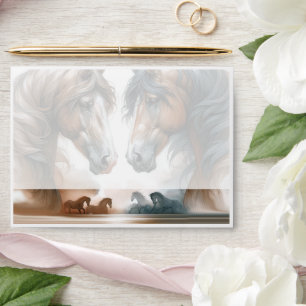 Nature Brown Horses Wedding Envelope
