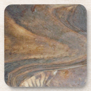 Nature Brown Woodgrain Photo Swirled Pattern Coaster