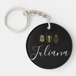 Nature Bugs Beetles Doodle Script Name  Keychain
