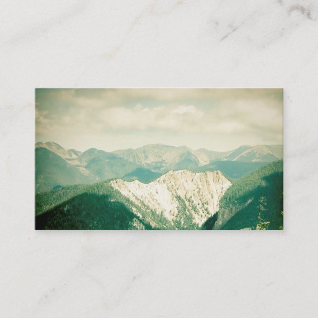 nature business card vintage style mountain scene (Front)
