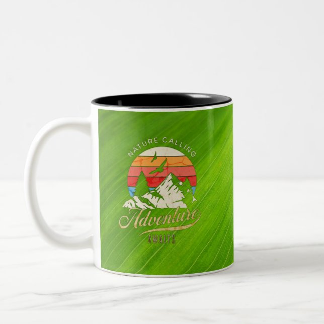 Nature Calling | Mountain Adventure Awaits  Two-Tone Coffee Mug (Left)