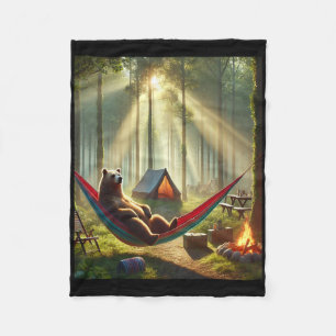 Nature Camping Bear - Relaxed Hammock And Tent For Fleece Blanket