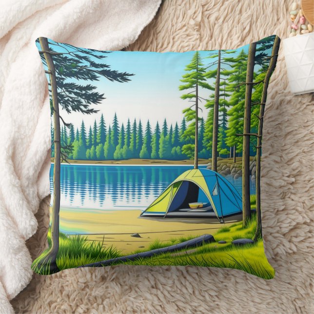 Nature Camping Themed Tent in the Woods Cushion (Blanket)