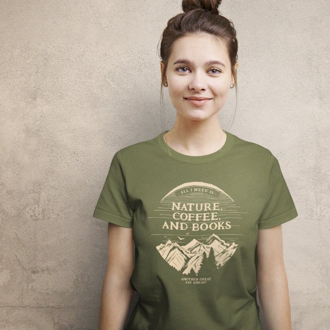 Nature Coffee and Books T-Shirt (Creator Uploaded)
