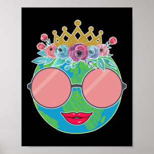 Nature Crown Flower Women Girls Kids Earth Day  Poster