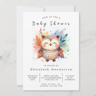 Nature Custom Owl Baby Shower Invitation