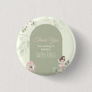 Nature Cute Flower Fairy 1st Birthday Button