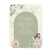 Nature Cute Flower Fairy 1st Birthday Invitation