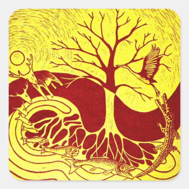 Nature Cycle Yellow Square Sticker (Front)