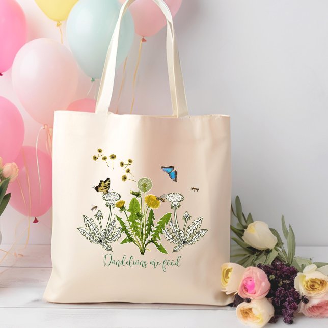 Nature Dandelions Butterflies Saying Tote Bag (Creator Uploaded)