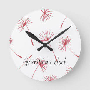 Nature - Dandelions in fuschia Clock. Customize Round Clock