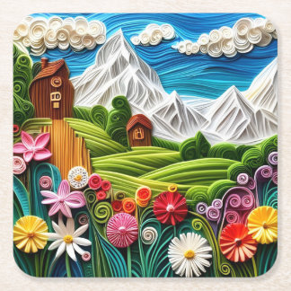Nature design square paper coaster