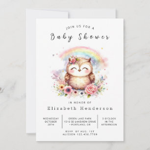 Nature Digital Owl Baby Shower Invitation