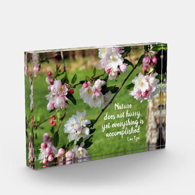 Nature Does Not Hurry Inspirational Quote Photo Block (Left)