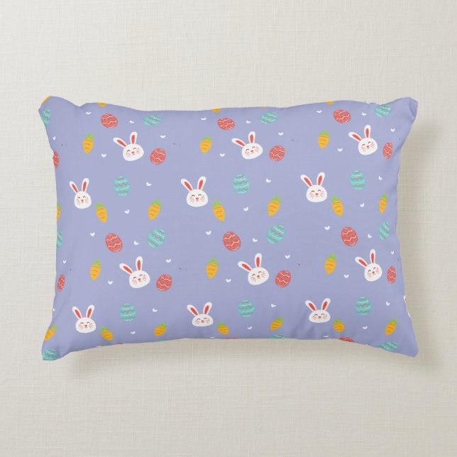 Nature Easter Bunnies Floral Pattern Egg Hunt Love Decorative Cushion (Front)