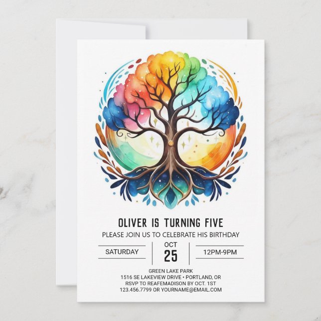 Nature Editable Tree of Life Birthday Invitation (Front)