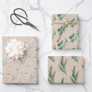 Nature Elements Holiday Trio Wrapping Paper Sheet