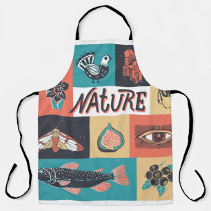 Nature Elements, Retro Style Icons. Apron