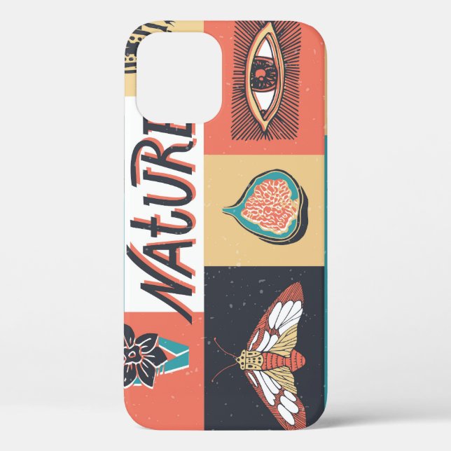 Nature Elements, Retro Style Icons. Case-Mate iPhone Case (Back)