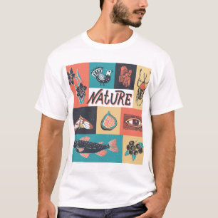 Nature Elements, Retro Style Icons. T-Shirt