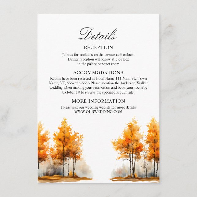 Nature Fall Landscape wedding Details Enclosure Card (Front)