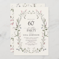 Nature Floral 60th Birthday Party Watercolor