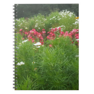 Nature Floral Pink and White Flowers Grass Notebook