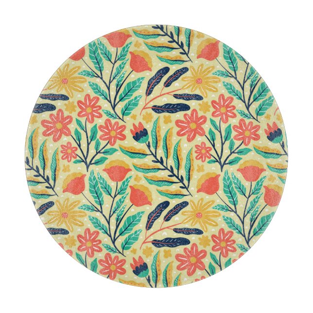 Nature Foliage: Floral Seamless Pattern. Cutting Board (Front)