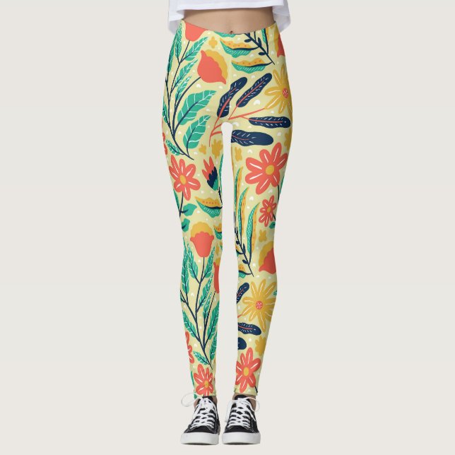 Nature Foliage: Floral Seamless Pattern. Leggings (Front)