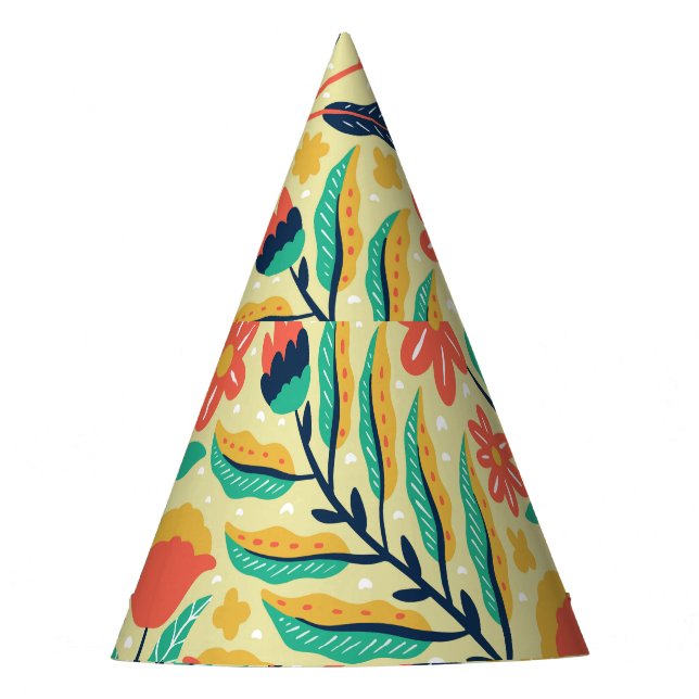 Nature Foliage: Floral Seamless Pattern. Party Hat (Front)