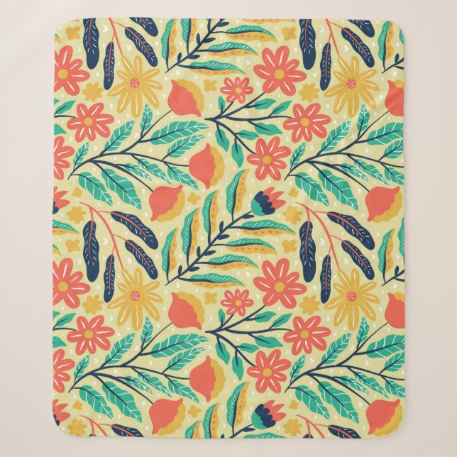 Nature Foliage: Floral Seamless Pattern. Sherpa Blanket (Front)
