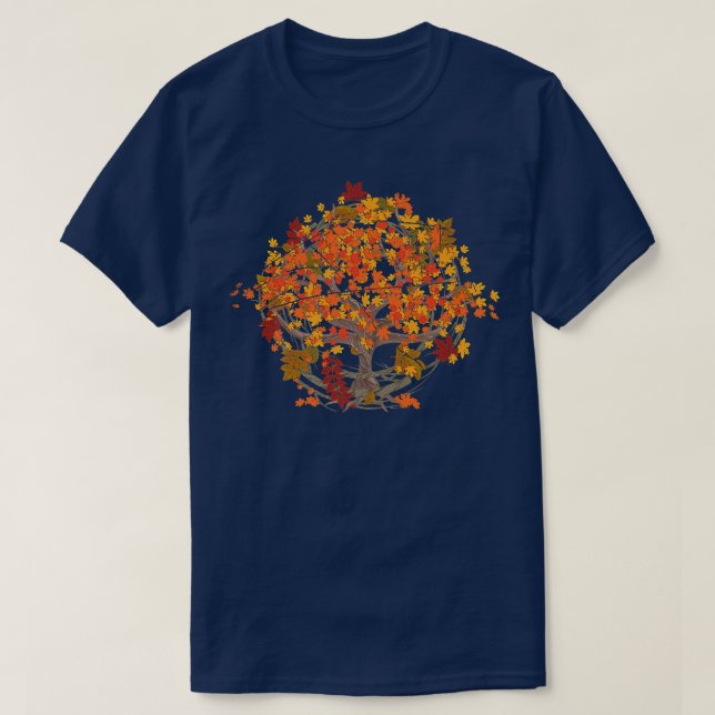 Nature Forest Autumn Tree Colourful Leaves Fall T-Shirt (Design Front)