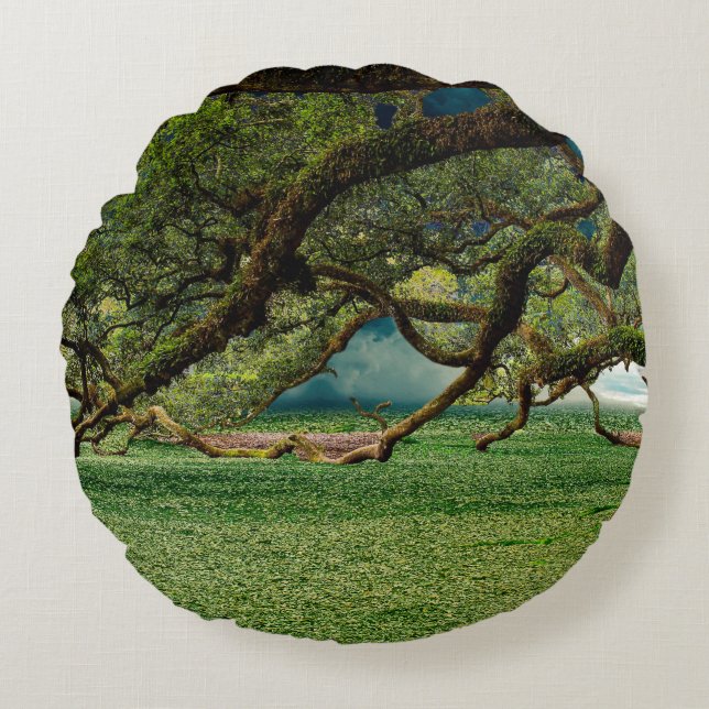Nature forest foliage tree leaf round cushion (Front)