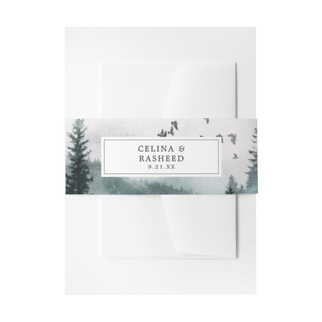 Nature Forest, Tree & Birds Invitation Belly Band (Front Example)