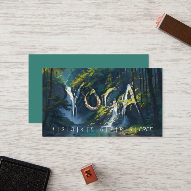 Nature Forest YOGA Hidden Text Meditation Teacher Loyalty Card (Front/Back In Situ)