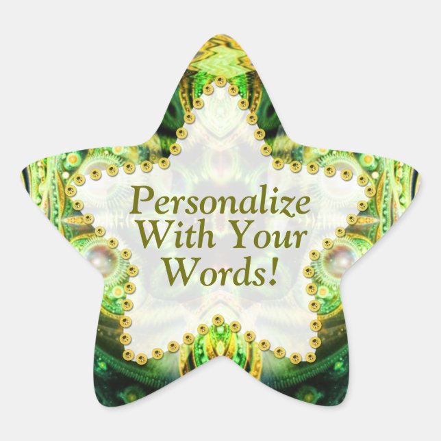 Nature Fractals Green Star Sticker (Front)