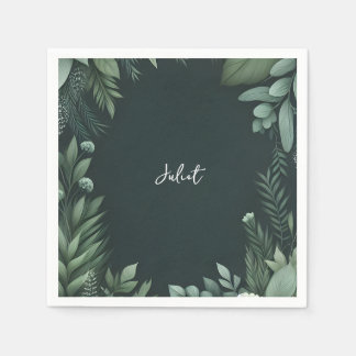Nature Garden Plant Dark Green Bridal Shower Napkin