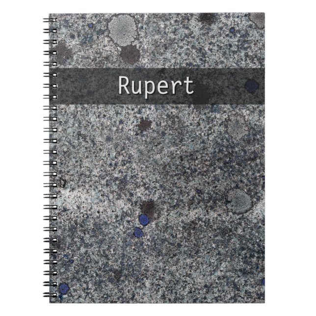 Nature Geology Grey Granite Blue Details any Text Notebook (Front)