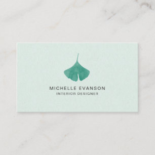 Nature Ginkgo Leaf Mint Green Simple Business Card