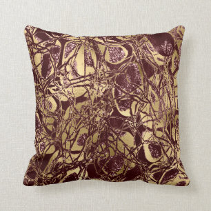 Nature Glitter Abstract Purple Burgundy Plum Glitt Cushion