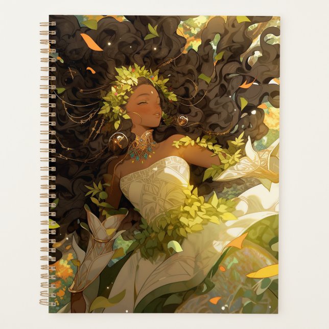 Nature Goddess African American Fantasy Art Planner (Front)