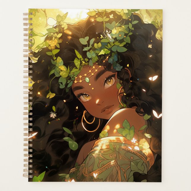 Nature Goddess African American Fantasy Art Planner (Front)