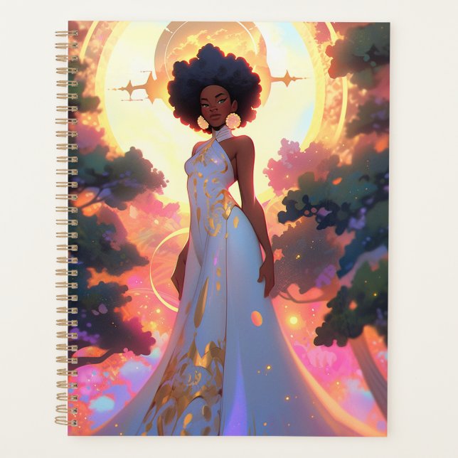 Nature Goddess African American Fantasy Art Planner (Front)