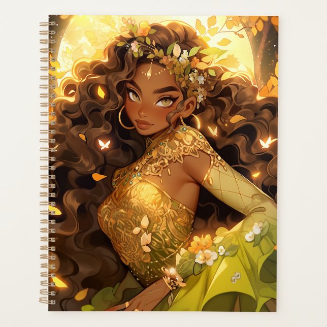 Nature Goddess African American Fantasy Art Planner (Front)