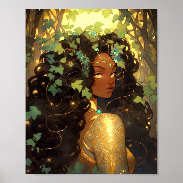 Nature Goddess African American Fantasy Art Poster (Front)