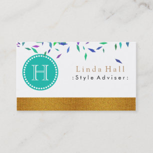 Nature Gold Health Spa Elegant Monogram Business Card