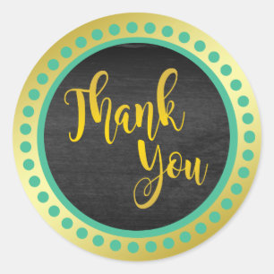 Nature Green Gold Thank You Classic Round Sticker