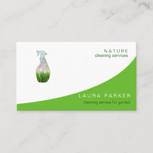 Nature Green Grass Spray Bottle Cleaning Service Business Card