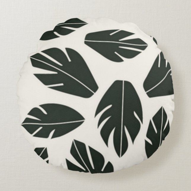 Nature green leaves round cushion (Front)